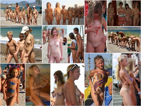 Photos family nudism summer sea